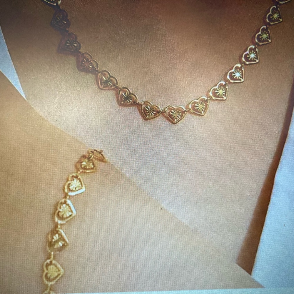 Antian Accessories™ Gold Heart Necklace & Bracelet Set · New